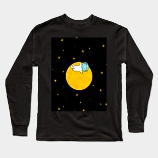 Cat and a moon, minimalist Long Sleeve T-Shirt